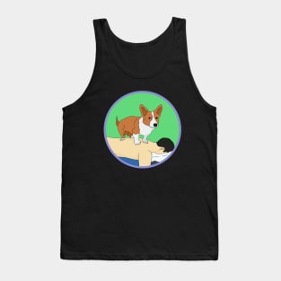 Cute Corgi giving back massage Tank Top